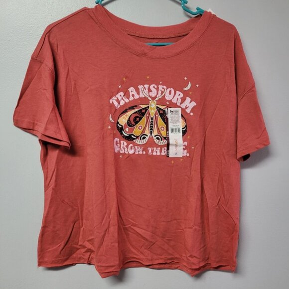 Joyspun Moth Grow Tee Shirt Cropped Soft Womens Small Short Sleeve Transform - Picture 6 of 6